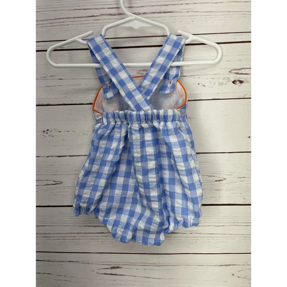 Antlers & Acorns Designs Blue and White Plaid Orange Pumpkin Snap Bottom Infant - Picture 8 of 9